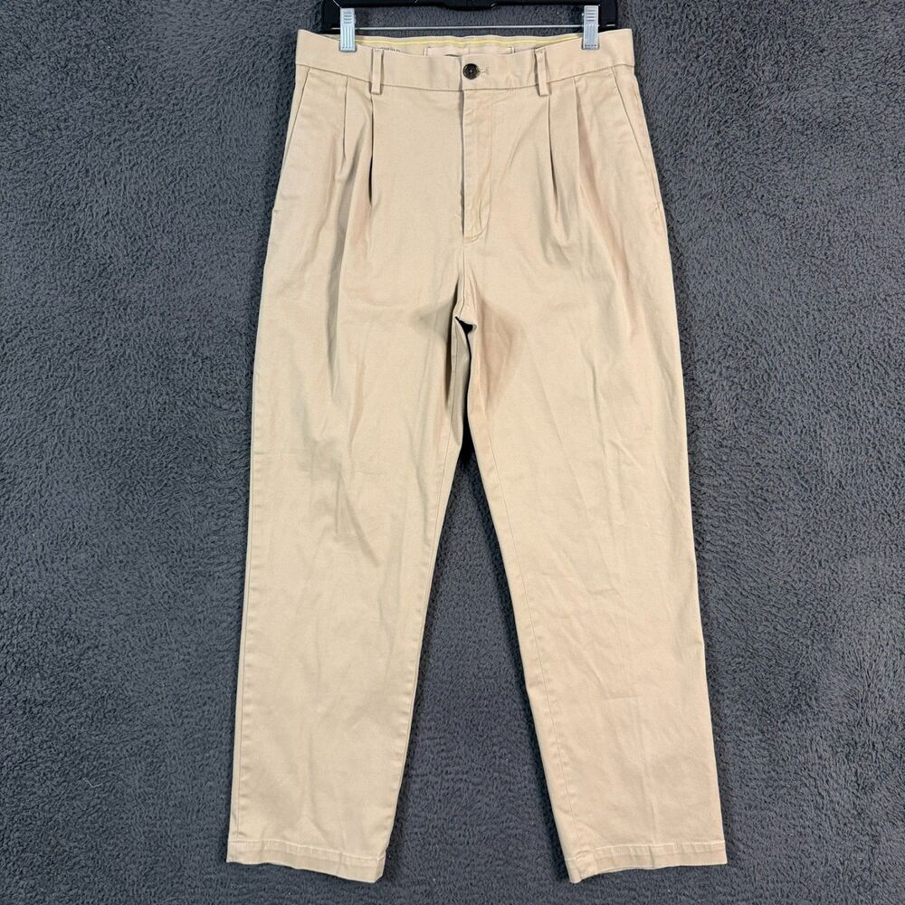 Banana Republic Pants Mens 32x30 Beige Tan Emerson Fit Pleated Chinos Preppy